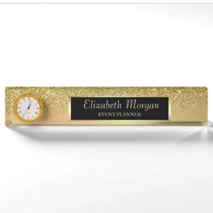 Elegant Stylish Gold Glitzer Bokeh Ombre Namensplakette