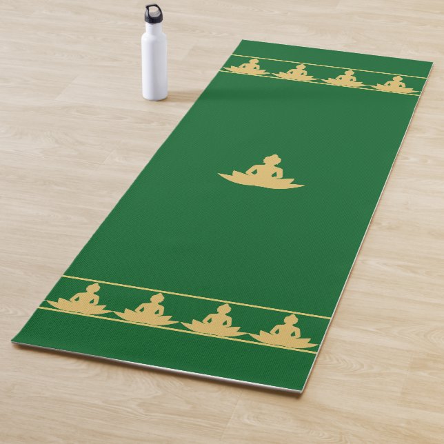 Elegant, Stylish Golden Buddha on Forest Green Yogamatte (Beispiel)