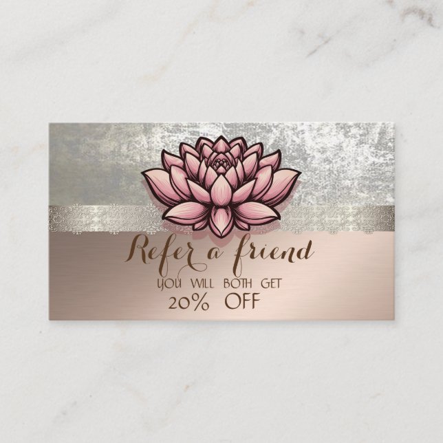 Elegant Stylish Lace Lotus Empfehlungskarte (Vorderseite)