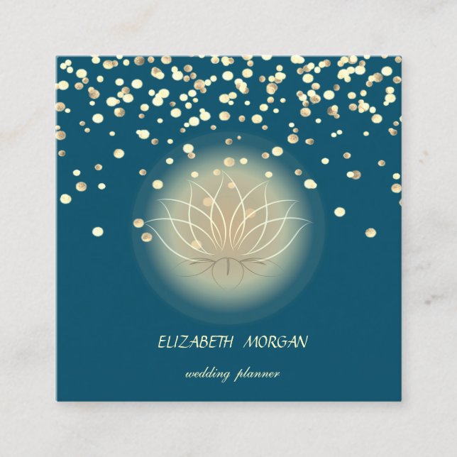 Elegant Stylish Lotus, Confetti Green Quadratische Visitenkarte (Vorderseite)
