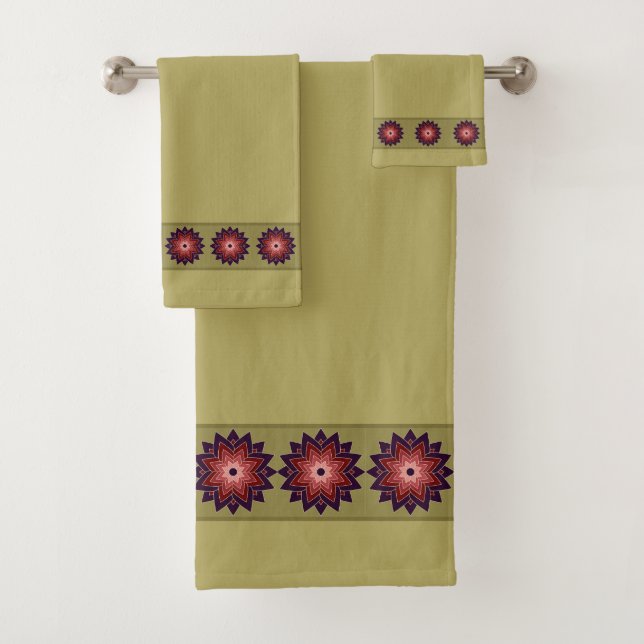 Elegant, Stylish Mandalas on Beige Badhandtuch Set (Insitu)