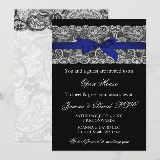 Elégant Stylish Navy Invitation d'entreprise (Devant / Derrière)