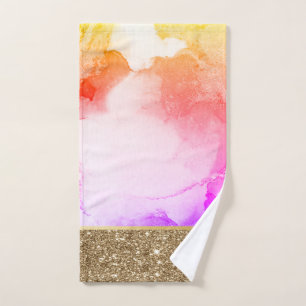 Elegant Stylish Ombre Glitzer Marble Badhandtuch Set
