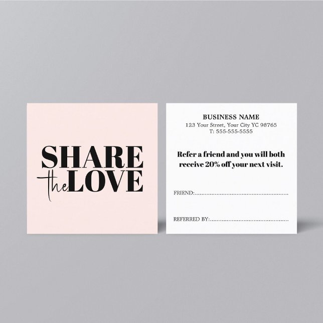 Elegant Stylish Pastel Black Bold Salon Empfehlungskarte (Von Creator hochgeladen)