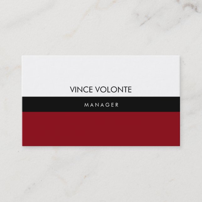 Elegant Stylish Red White Black Schlicht Beruflich Visitenkarte (Vorderseite)