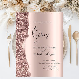 Elegant Stylish Rose Gold Glitter Script  Einladung