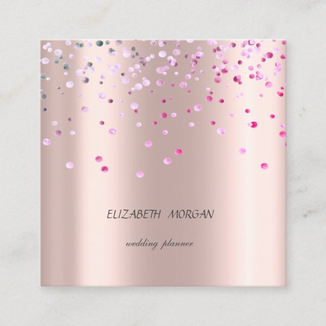 Elegant Stylish Simple,Confetti Rose Gold Quadratische Visitenkarte (Vorderseite)