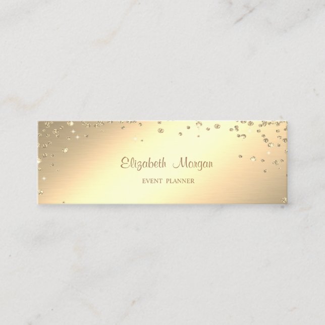 Elegant Stylish Simple Gold Diamonds Mini Visitenkarte (Vorderseite)
