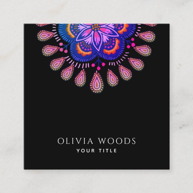 Elegant Stylized Mandala  Quadratische Visitenkarte (Vorderseite)