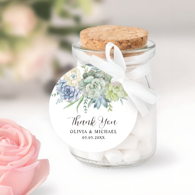 Elegant Succulent Greenerity Wedding Vielen Dank Geschenkanhänger (Von Creator hochgeladen)