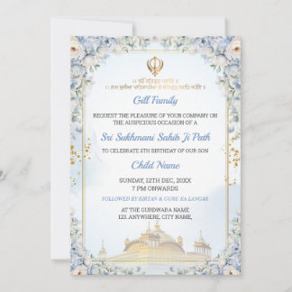 Elegant Sukhmani Sahib Ji Path Birthday Invitation Einladung
