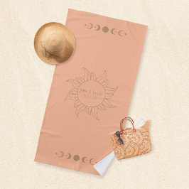 Elegant Sun Moon Orange Honeymoon Beach Handtuch