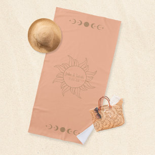Elegant Sun Moon Orange Honeymoon Beach Handtuch
