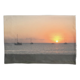Elegant Sun Sunset Blue Ocean Sea Boats Tropical Kissenbezug