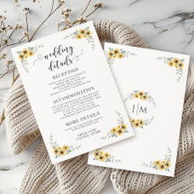 Elégant Sunflower d'automne Mariage Détails Cartes