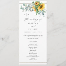 Elegant Sunflower Eucalyptus Wedding Programm