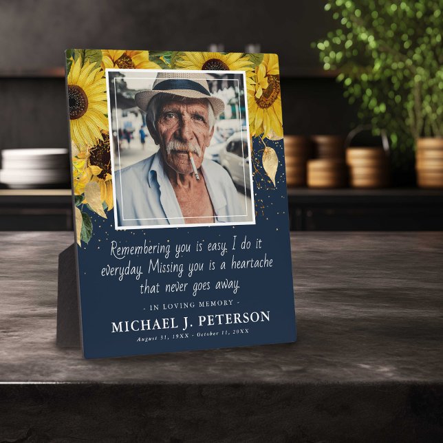 Elegant Sunflower In Loving Memory Keepsake Photo Fotoplatte (Von Creator hochgeladen)