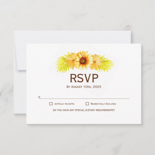 Elegant Sunflower Wedding RSVP Karte (Vorderseite)