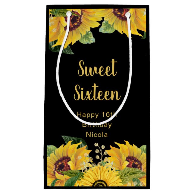 Elegant Sunflowers and Foliage Sweet Sixteen Kleine Geschenktüte (Vorderseite)