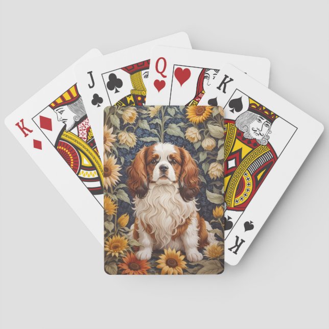 Elegant Sunflowers Cavalier King Charles Spaniel Spielkarten (Rückseite)
