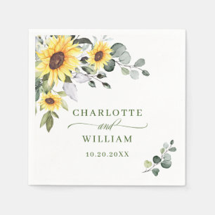 Elegant Sunflowers Eukalyptus Greenerity Wedding Serviette