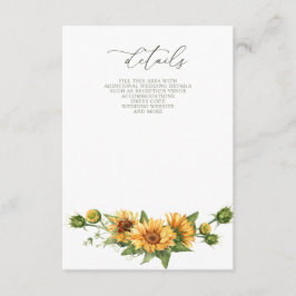 Elegant Sunflowers Garden Floral Wedding  Begleitkarte