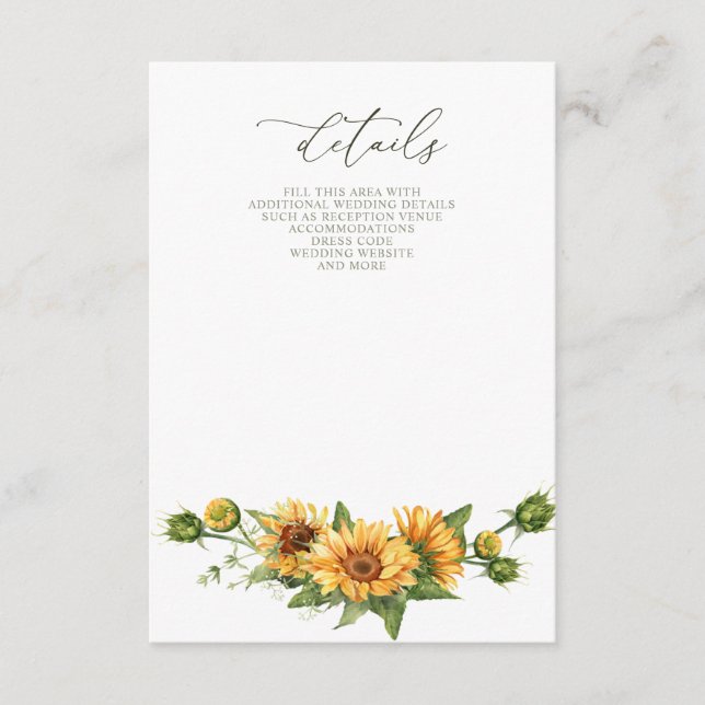 Elegant Sunflowers Garden Floral Wedding  Begleitkarte (Vorderseite)