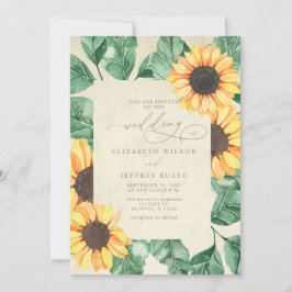 Elegant Sunflowers Garden Floral Wedding Einladung