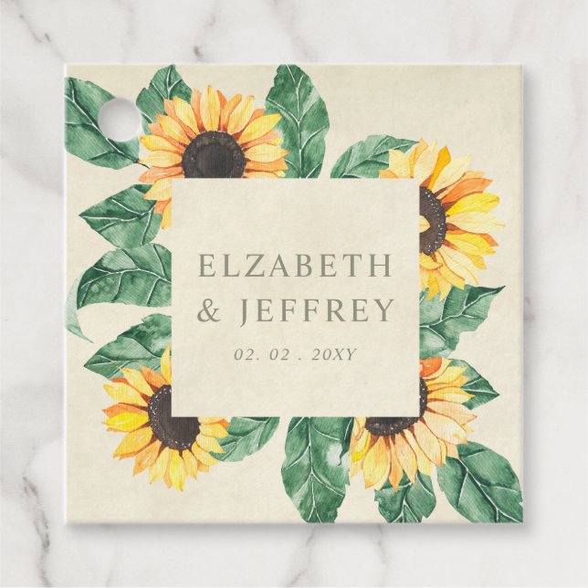 Elegant Sunflowers Garden Floral Wedding Geschenkanhänger (Vorderseite)