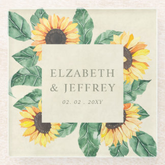 Elegant Sunflowers Garden Floral Wedding Glasuntersetzer