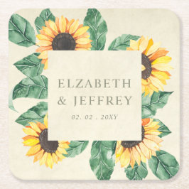 Elegant Sunflowers Garden Floral Wedding Rechteckiger Pappuntersetzer