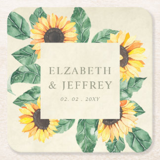 Elegant Sunflowers Garden Floral Wedding Rechteckiger Pappuntersetzer
