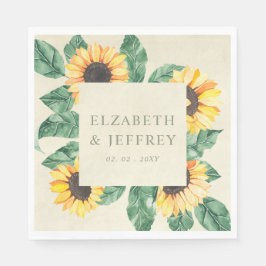 Elegant Sunflowers Garden Floral Wedding Serviette