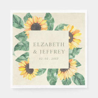 Elegant Sunflowers Garden Floral Wedding Serviette
