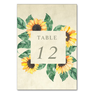 Elegant Sunflowers Garden Floral Wedding Tischnummer