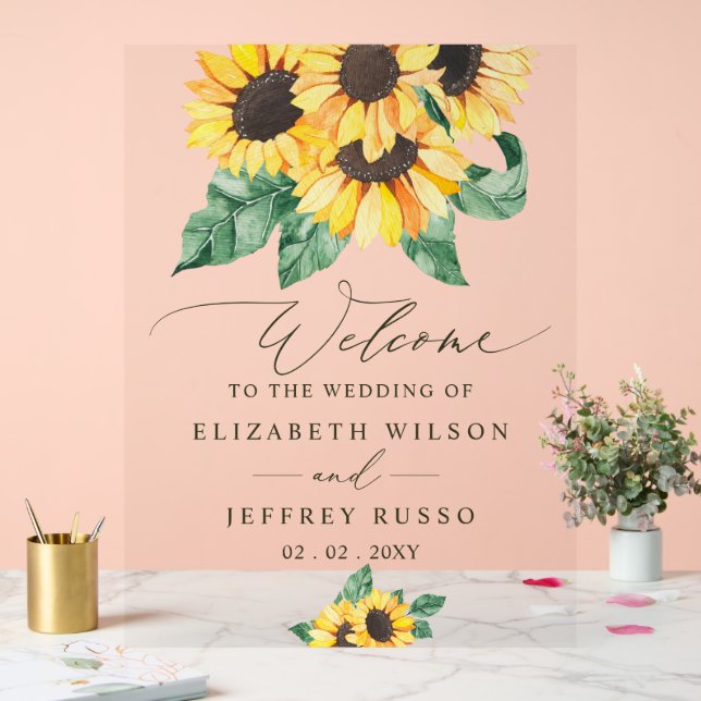Elegant Sunflowers Garden Wedding Welcome Sign (Mariage)