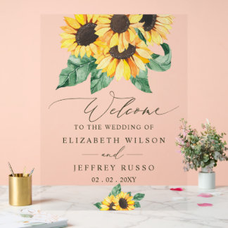 Elegant Sunflowers Garden Wedding Welcome Sign Acrylschild