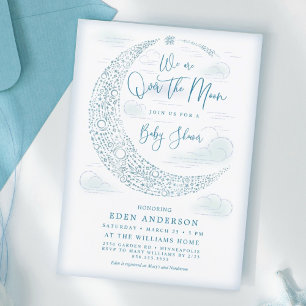 Elégant sur la lune Baby shower Invitation