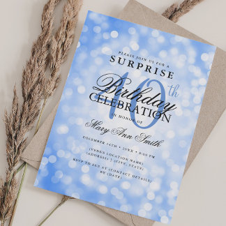 Elegant SURPRISE 40. Geburtstag Navy Blue Lights Einladung