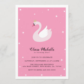 Elegant Swan Birthday Einladungen