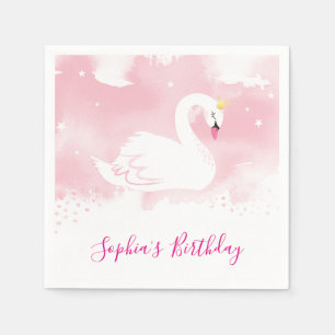 ELEGANT SWAN Goldkrone Blassrosa Wasserfarbe Serviette