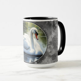 Elegant Swan is Swimming  in Water Tasse
