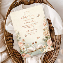 Elegant Swan Lake Floral Baby Shower