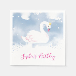 ELEGANT SWAN LAKE Goldkrone Rosa blaue Wasserfarbe Serviette