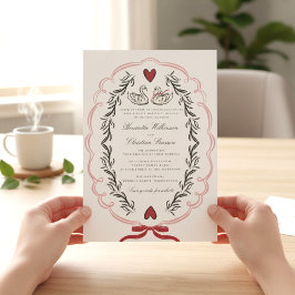 Elegant Swan Love Story Wedding Website Invitation Einladung