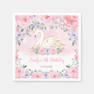 Elegant Swan Princess   Rosa Lila florales Party Serviette
