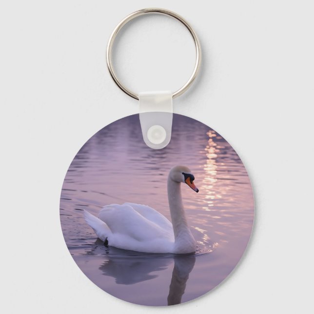 Elegant Swan Sunset Schlüsselanhänger (Vorderseite)
