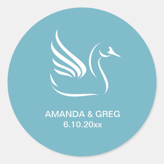 Elegant Swan Wedding Sticker (Vorderseite)