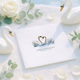 Elegant Swans Names Date Wedding Serviette