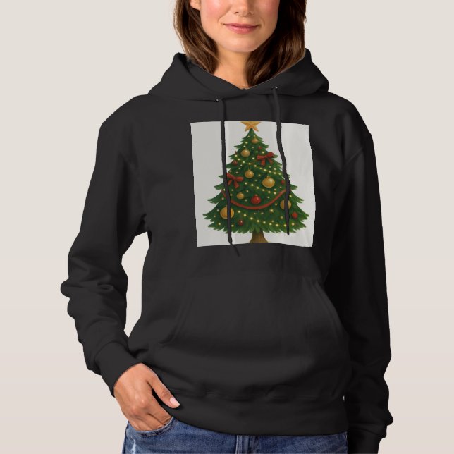 Élégant Sweat - shirt à capuche d'arbre de Noël po (Devant)